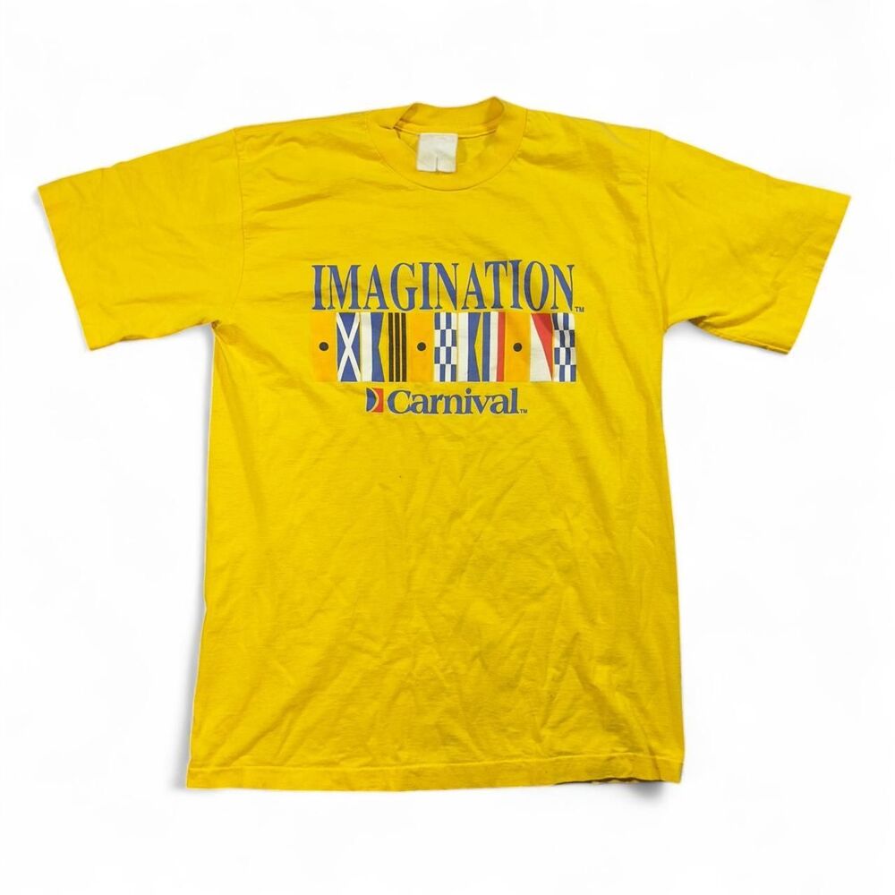 Carnival Cruise T Shirt Men XL Yellow Cotton Graphic Vintage